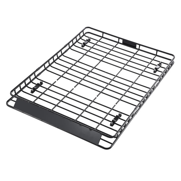 Canasta Universal para Portaequipajes de Techo SucceBuy, 162.56 x 127 x 10.41 cm, Portaequipajes de Techo con Dos Redes de Carga de 35.4 x 39.4 Pulgadas, Capacidad de 68.04 kg, Acero Aleado Resistente con Recubrimiento Antioxidante, Apto para SUV, Camione