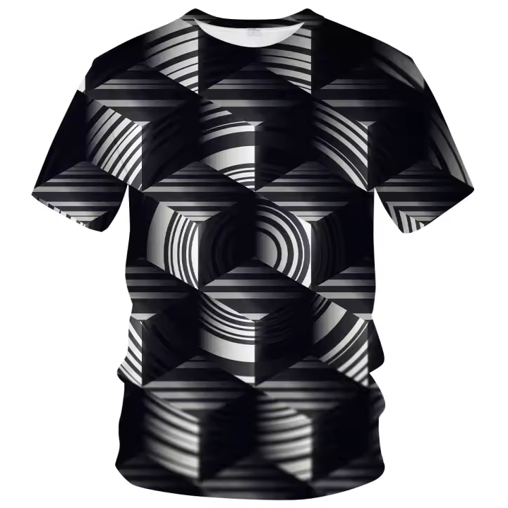 Luz psicodélica de los hombres y patrón de sombra 3D impresión casual Camiseta de manga corta, adecuado para la vida diaria - 1