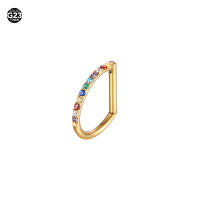 Anillo de nariz con forma de D de circonia cúbica para cartílago, Piercing de oreja, Tragus, hélice, joyería corporal, medio anillo, segmento, Cliker, F136, titanio, 16G, 8mm, 10mm, 1 pieza - details 4