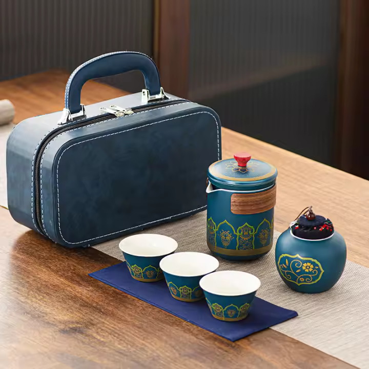 Juego de té de viaje portátil Juego de té de Kung Fu al aire libre Taza Kuaike Regalos de negocios chinos festivos - 1