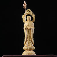 Estación Huangyang Huimu Lotus Land rey tibetano Bodhisattva estatua de Buda ornamento llama retroiluminación Ksitigarbha hogar Zen Living - details 5