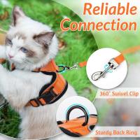 Arnés y correa para gatos para caminar, arneses de chaleco ajustables suaves a prueba de escapes para gatos, chaqueta con tiras reflectantes transpirables de fácil control, - details 5