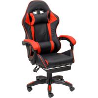 Gaming con Respaldo Ergonómico Inclinable y Altura Ajustable, Silla de Oficina con Soporte Lumbar, Acolchado y Reposapiés Extraíble, Negro, 58x66x114-124 cm - details 43