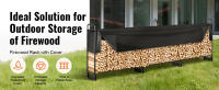 SucceBuy Rejilla para leña para exteriores con cubierta, soporte para troncos resistente, para chimenea, patio, almacenamiento interior/exterior - details 0