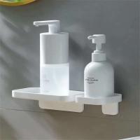 Canal de drenaje para baño, pequeños accesorios blancos, estante de baño montado en la pared no perforado, escape de productos de lavado - details 0