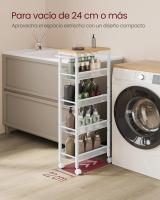 Carro de 4 Niveles, Carro Estrecho de Cocina con Ruedas, con Asa, para Espacio Reducido, 22 x 45,4 x 77 cm, para Cocina, Baño, Salón, Estudio, Marrón Rústico y Negro LRC033B01 - details 33