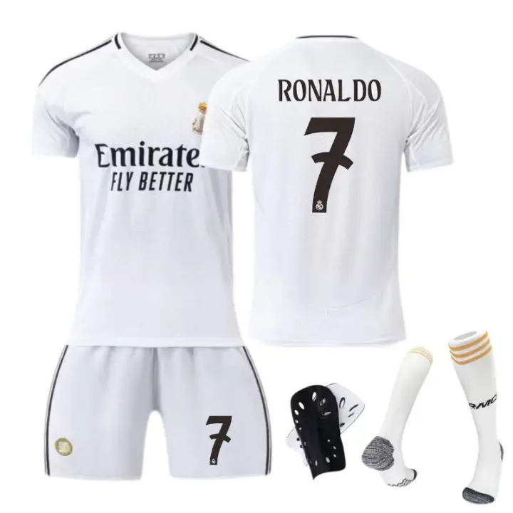 Real Madrid 2024-2025 Jugadores: Bellingham 5, Ronaldo 7, Rodrigo 11, Mbappe 9 - Milavia Special Edition Kit |   Kits Originales Hombre/Mujer Adulto |   Regalos de Fútbol - 1