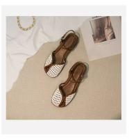 Sandalias Romanas de Verano Zapatos Planos para Mujeres 2025 con Cabeza de Estilo Retro y Pequeña Talla - details 1