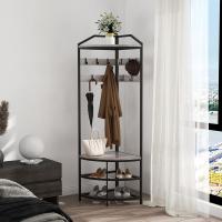 Perchero de esquina de metal, perchero de pie con 12 ganchos móviles y estante de almacenamiento para pasillo, salón, dormitorio, oficina, pasillo, entrada - details 11