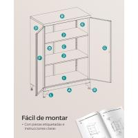 Archivador de Oficina, Armario Multifuncional, 2 Puertas, con Cerradura, Almacenamiento de Acero, para Sala de Estar, Gris Mate OMC013G01 - details 31