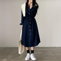 Vestido Denim Retro con Cuello Largo Elegante Estilo Coreano para Mujeres - details 13