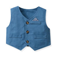 Traje de verano para niños, chaleco, camisa Floral de manga corta, pantalones cortos con tirantes, conjunto de tres piezas, traje Pastoral de moda - details 12