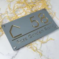 Placa de señal de número de casa acrílica cortada con láser, espejo Gery mate personalizado, nombre de dirección, señales para exteriores, placa de pared - details 7