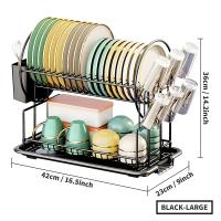 Estante de Secado de Platos de Dos Pisos Tamaño Pequeño para Cocina de Counter - details 7