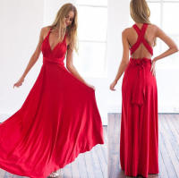 Vestido largo con vendaje sexy y espalda cruzada con múltiples correas y uso multidireccional - details 11