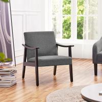Salón Tapizado en Tela Sillón Individual con Respaldo Acolchado y Reposabrazos de Madera Maciza Sofá Individual Ergonómico Soporte 136 kg Gris - details 1