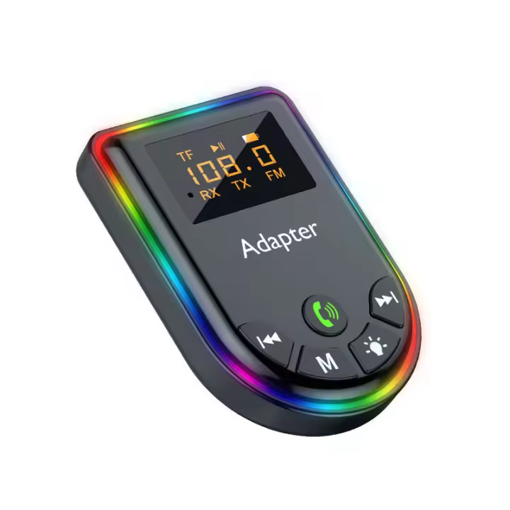 Adaptador de Audio Bluetooth con pantalla Digital LED, receptor inalámbrico, transmisor, tarjeta TF, micrófono FM, MP3 para PC, TV, altavoz de coche, auriculares con cable - 1