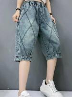 Pantalones Cortos de Denim para Mujer Primavera/Verano 2024 Ajuste Recto, Largo hasta la Rodilla, Cuidado de Mano, Tejido de Denim de China - details 1