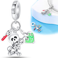Abalorio de calabaza escalofriante que brilla en la oscuridad, Pulsera Original de Plata de Ley 925 para fabricación de joyas - details 4