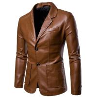 Chaqueta de Cuero PU Delgada para Hombres 2025 Estilo Casual con Mangas Largas y Abotonaduras - details 8