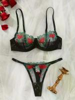 Conjunto de sujetador de encaje Floral, lencería elegante, ropa interior de lujo bien llamativa, conjuntos exóticos de encaje fino de Hada erótica Sexy, sujetador transparente - details 13