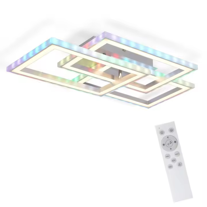 CBJKTX Luz de Techo LED RGB Lámpara de Dormitorio Moderna Regulable con Control Remoto 45W Geométrica para Sala de Estar Comedor - 1