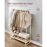 Recibidor con 2 Estantes, 6 Ganchos en Forma de S, Marco de Acero, para el Dormitorio, Marrón Rústico y Negro Mate RGR112B01 - details 23