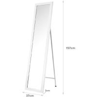 Espejo de Pie, de Cuerpo Entero, Marco de Plástico, Forma Rectangular de 37x157 cm, para Dormitorio, salón, Cuarto de baño, Pasillo Blanco o Negro (Blanco) - details 3
