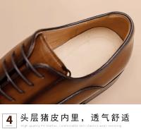 Zapatos de negocios para hombre, tres juntas de cuero, para caballero - details 4