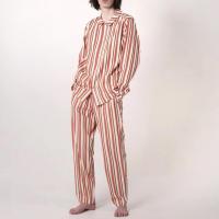 Conjunto de 2 piezas de blusa de manga para hombre y mujer, camisa y pantalones largos con estampado de rayas vintage, ropa de estar por casa - details 17