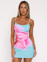 Vestido ajustado sin mangas con espalda descubierta y tirantes finos con estampado floral para mujer G25DS058 - details 6