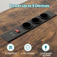 Forma de L con Tomas de Corriente y Luces LED, Escritorio Esquinero con Estantes, Reversible para Ordenador para el Hogar, Oficina, Dormitorio, Espacio Pequeño, 106,5 cm - details 43