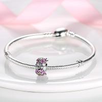 Dijes de la serie Floral en plata de ley 100% auténtica para mujer, joyería fina, pulsera y brazaletes de cumpleaños, material: metal principal - details 0