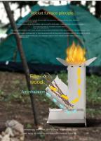Estufa de leña plegable de acero inoxidable con luz de cohete, adecuada para barbacoa que acampa al aire libre - details 5
