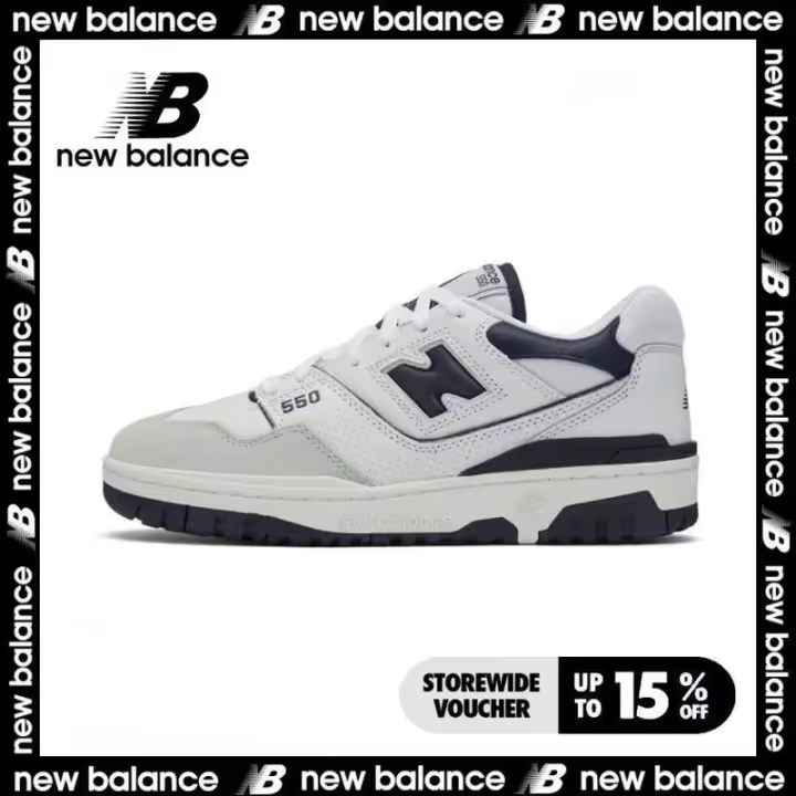 【Tienda insignia oficial】 NB 550 Zapatos deportivos informales para hombre y mujer Apliques azul marino LETEN - 1