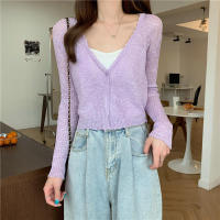 Cárdigan de punto acanalado transparente con botón largo de manga larga para mujeres y adolescentes ropa Fairycore de primavera y verano - details 6