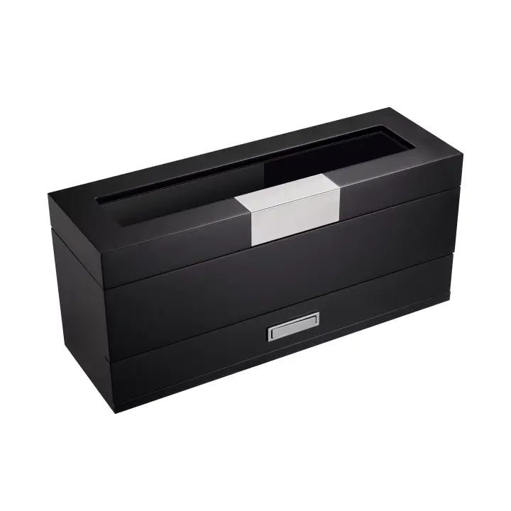 Jozen Gift Caja organizadora de reloj negra de doble capa con cajón, 5 piezas, regalo ideal para marido, esposa, amigos, embalaje elegante - 1