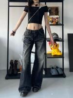 Jeans Negros Grunge Pantalones Denim de Moda Callejera Vintage para Mujeres - details 1