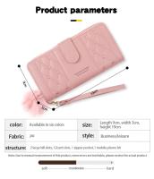 Cartera larga de cuero Pu para mujer, tarjetero de gran capacidad, monedero con cremallera, organizador de múltiples tarjetas, b - details 10