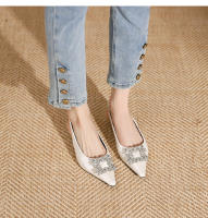 Nuevos zapatos planos de estilo francés con hebilla cuadrada y boca baja para mujer - details 16