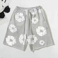 Pantalones cortos de verano para hombre con estampado de flores, cordón elástico en la cintura, bolsillos sueltos, plisados, para vacaciones, deporte en la playa, ropa de casa informal, pantalones cortos - details 1