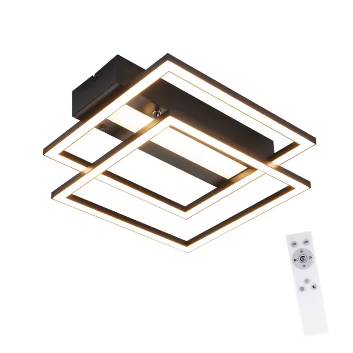 CBJKTX Plafón LED para Salón, 2 Marcos, Negro, Moderno, Cuadrado, Regulable, Ideal para Pasillo - 1
