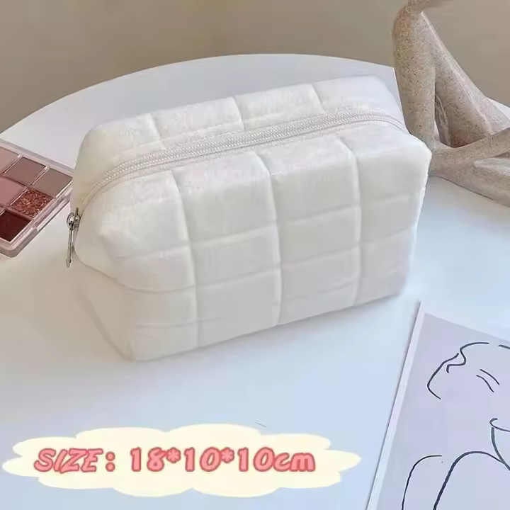 Bolsa de almacenamiento de cosméticos de piel sólida para mujer, organizador de maquillaje con cremallera, bolso de papelería, estuche para lápices, artículos de tocador de viaje - 1