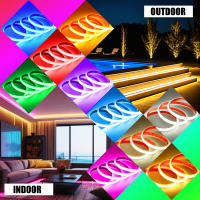Tira de luces LED COB para decoración del hogar, cinta Flexible de neón resistente al agua IP68 con 320Leds/M, color blanco/azul hielo/rosa/amarillo/rosa/rojo, DC24V - details 1
