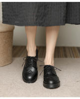 Zapatos de mujer huecos de cabeza redonda con cordones delanteros versátiles antideslizantes de suela gruesa de cuero suave - details 5