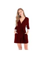 Batas para mujer Albornoz de punto Ropa de dormir suave y liviana hasta la rodilla con bolsillos Ropa de descanso S-XXL - details 22