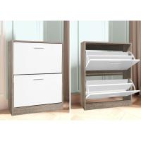 Mueble zapatero de 12 pares - Estantería de gran capacidad para vestíbulo o pasillo - (ancho) 60 x (profundidad) 24 x (alto) 80 cm - Madera clara blanca - details 4