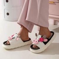 Zapatillas de mujer de lino con suela gruesa de vaca, cómodas zapatillas de algodón para el hogar, con tacón plano, antideslizantes, para interior, invierno, 2024 - details 1