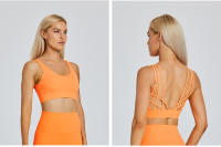 SHINBENE-Sujetador deportivo con tirantes para mujer, sostén deportivo con escote en V, espalda cruzada, acolchado, entrenamiento, Yoga - details 11