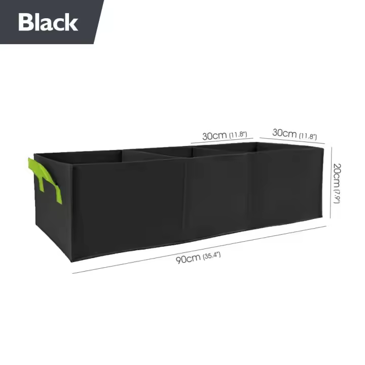 Bolsa de tela rectangular de 3 rejillas, cama de jardín elevada con asas para uso interior y exterior, ETA para plantas, patatas y verduras, - 1